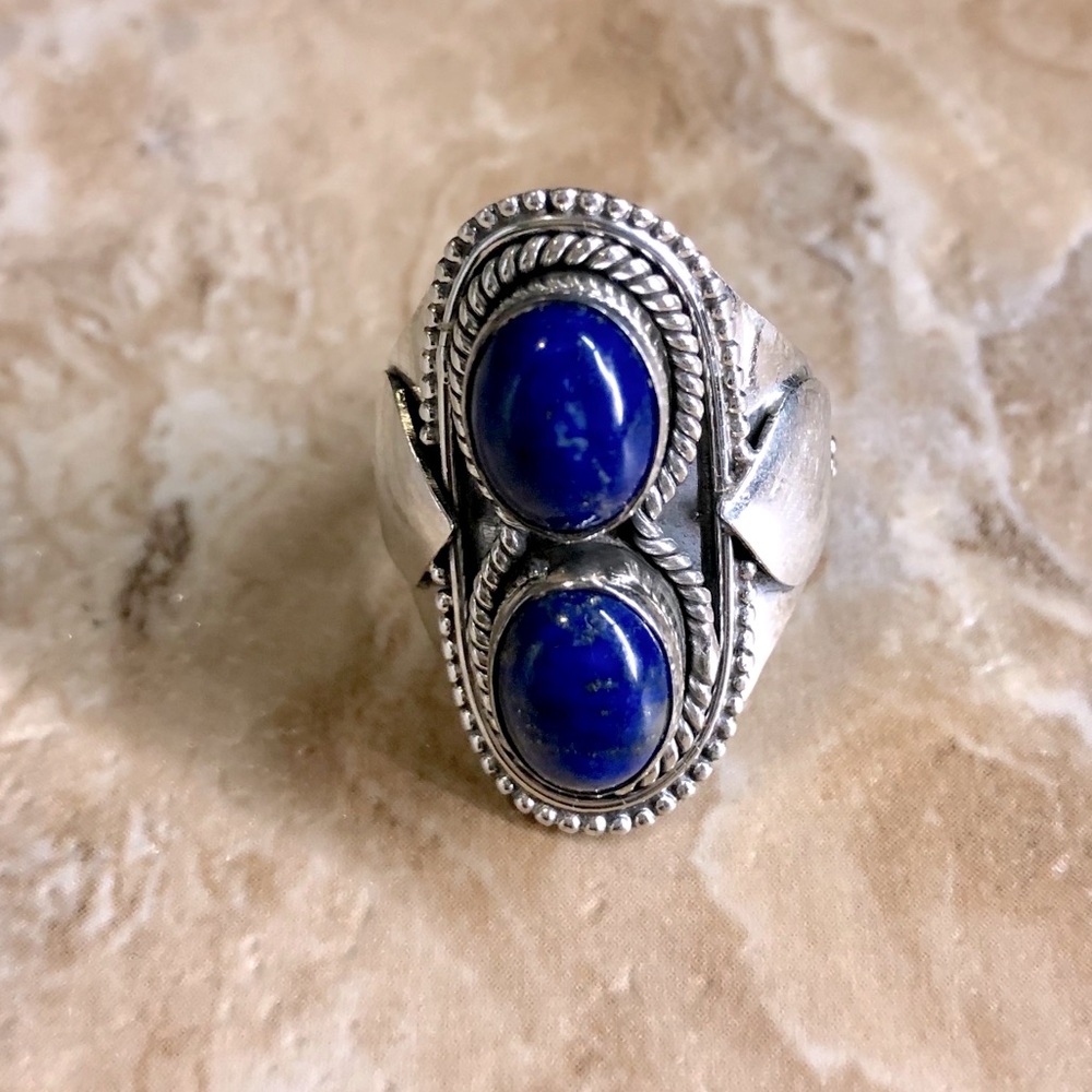 Sterling Silver Lapis lazuli Stone Ring 925 Size 7